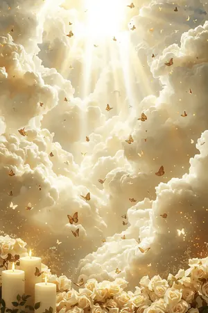 Butterfly Clouds funeral program template
