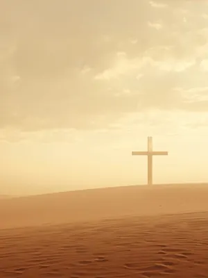 Desert Cross funeral program template