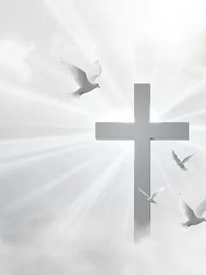 Pearl Cross funeral program template